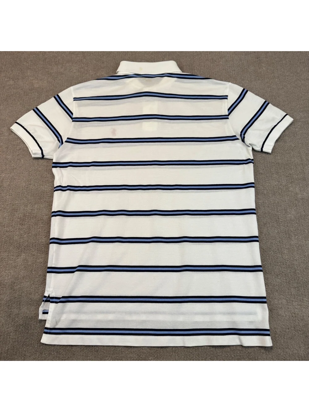 Polo Ralph Lauren Vintage White Striped Pima Cotton Polo Shirt Mens L Red Pony